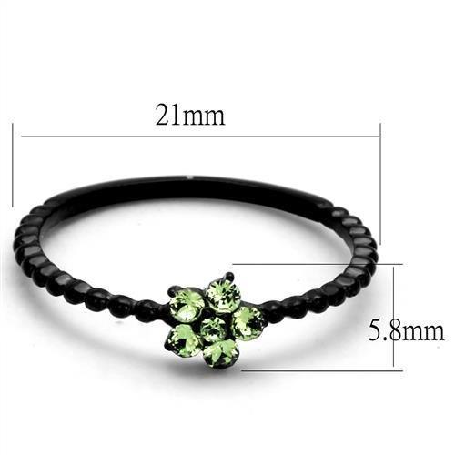 TK1739 - IP Black(Ion Plating) Stainless Steel Ring with Top Grade Crystal  in Peridot-1