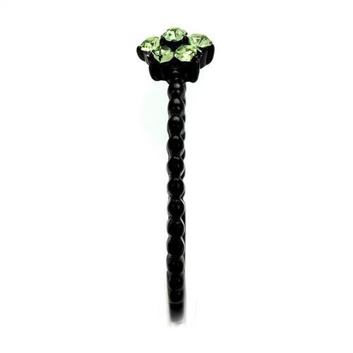 TK1739 - IP Black(Ion Plating) Stainless Steel Ring with Top Grade Crystal  in Peridot-3