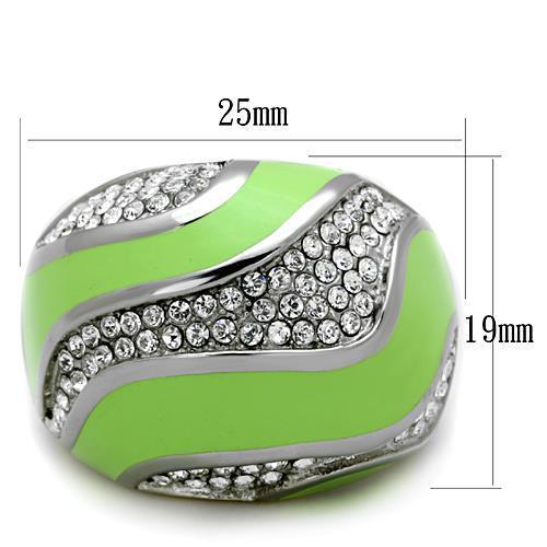 TK1741 - High polished (no plating) Stainless Steel Ring with Top Grade Crystal  in Clear-1