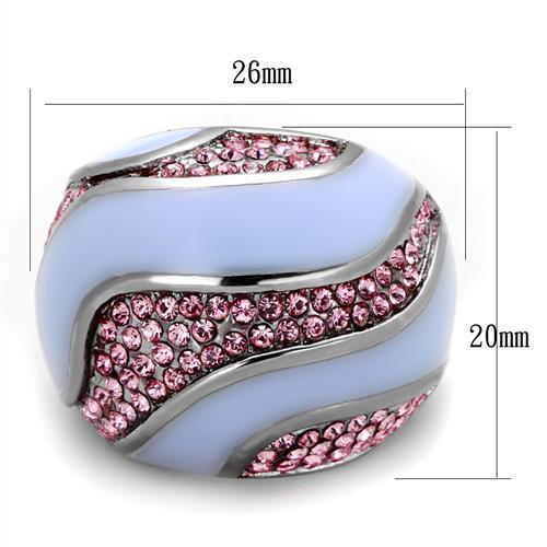 TK1744 - High polished (no plating) Stainless Steel Ring with Top Grade Crystal  in Light Rose-1