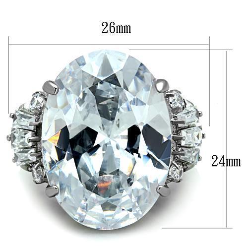 TK1747 - High polished (no plating) Stainless Steel Ring with AAA Grade CZ  in Clear-1