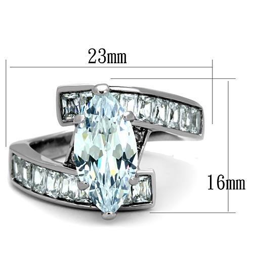 TK1754 - High polished (no plating) Stainless Steel Ring with AAA Grade CZ  in Clear-1