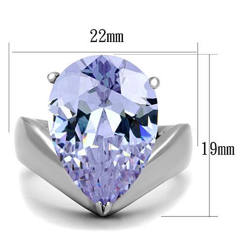 TK1755 - High polished (no plating) Stainless Steel Ring with AAA Grade CZ  in Light Amethyst-1