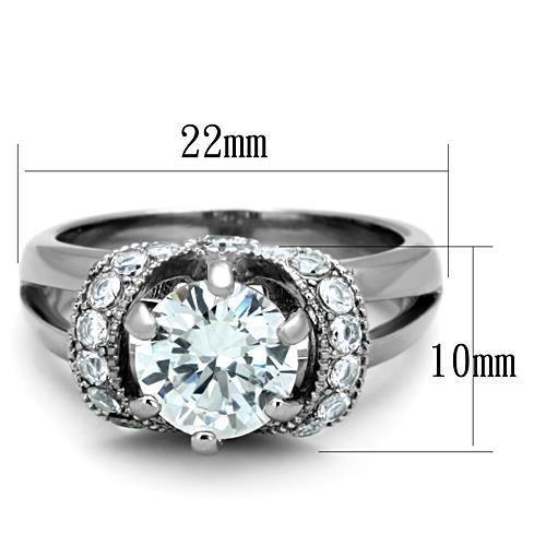 TK1757 - High polished (no plating) Stainless Steel Ring with AAA Grade CZ  in Clear-1