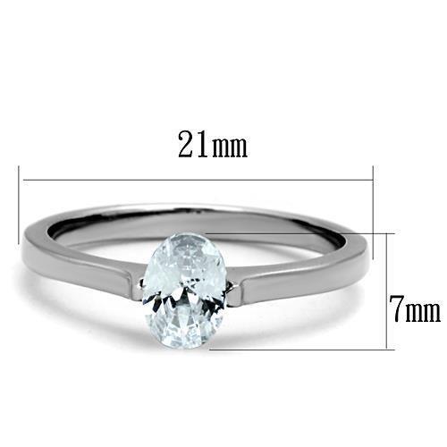 TK1762 - High polished (no plating) Stainless Steel Ring with AAA Grade CZ  in Clear-1