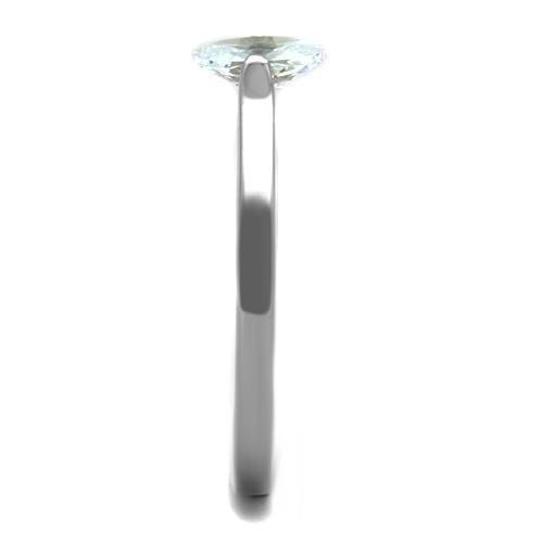 TK1762 - High polished (no plating) Stainless Steel Ring with AAA Grade CZ  in Clear-3