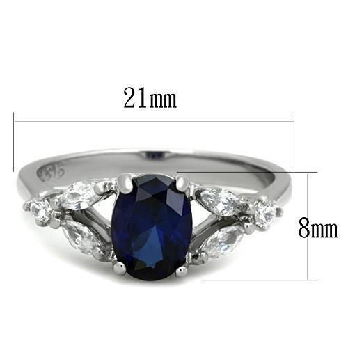 TK1764 - High polished (no plating) Stainless Steel Ring with Synthetic Synthetic Glass in Montana-1