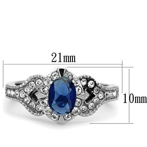 TK1765 - High polished (no plating) Stainless Steel Ring with Synthetic Synthetic Glass in Montana-1