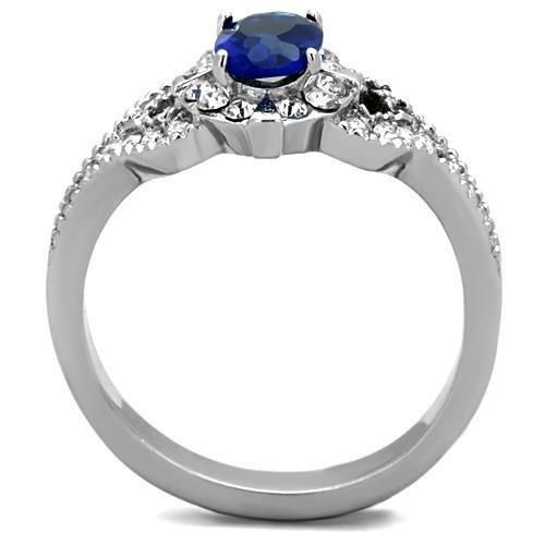 TK1765 - High polished (no plating) Stainless Steel Ring with Synthetic Synthetic Glass in Montana-2