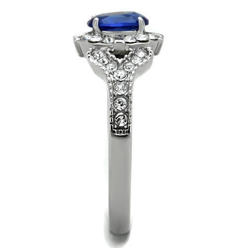 TK1765 - High polished (no plating) Stainless Steel Ring with Synthetic Synthetic Glass in Montana-3