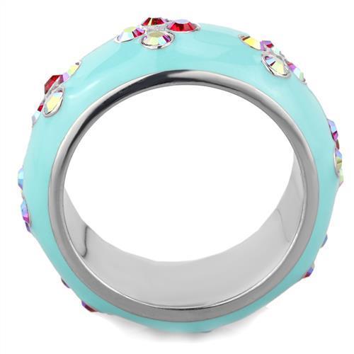 TK1768 - High polished (no plating) Stainless Steel Ring with Top Grade Crystal  in Light Rose-2