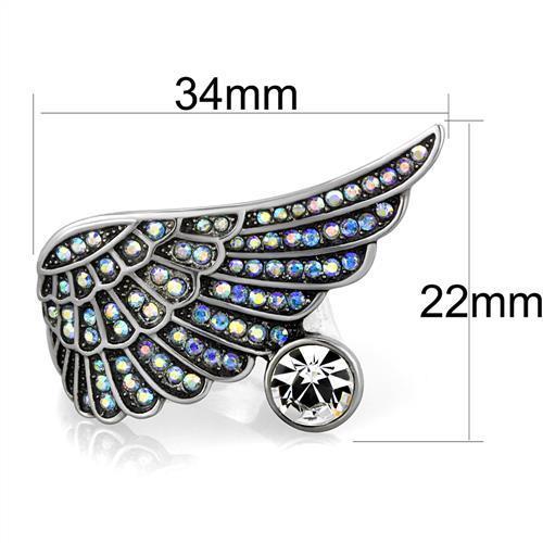 TK1769 - High polished (no plating) Stainless Steel Ring with Top Grade Crystal  in Clear-1