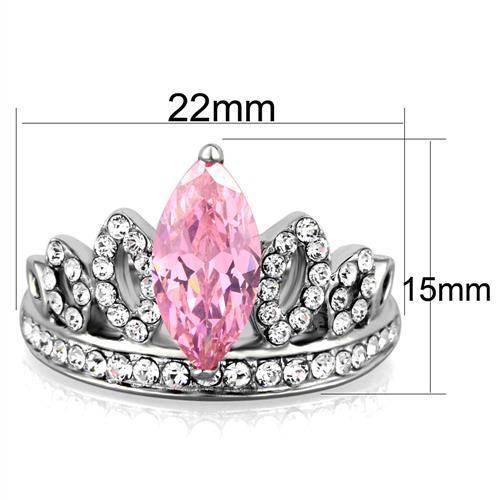 TK1771 - High polished (no plating) Stainless Steel Ring with AAA Grade CZ  in Rose-1