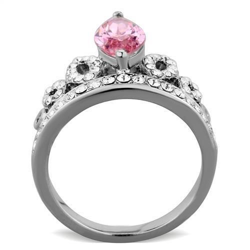 TK1771 - High polished (no plating) Stainless Steel Ring with AAA Grade CZ  in Rose-2