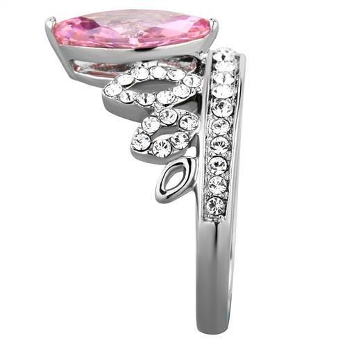 TK1771 - High polished (no plating) Stainless Steel Ring with AAA Grade CZ  in Rose-3
