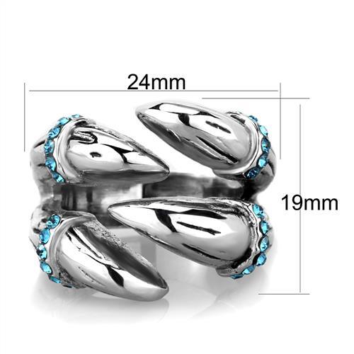 TK1779 - High polished (no plating) Stainless Steel Ring with Top Grade Crystal  in Sapphire-1