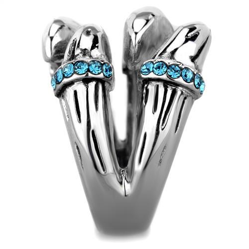 TK1779 - High polished (no plating) Stainless Steel Ring with Top Grade Crystal  in Sapphire-3