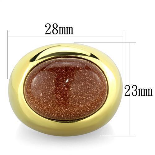 TK1781 - IP Gold(Ion Plating) Stainless Steel Ring with Synthetic Twinkling in Topaz-1