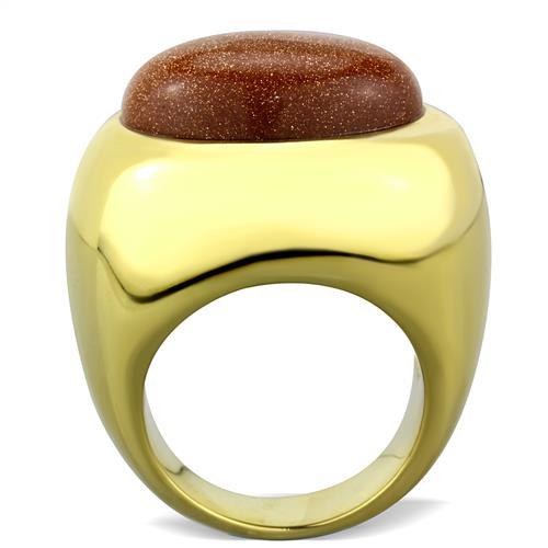TK1781 - IP Gold(Ion Plating) Stainless Steel Ring with Synthetic Twinkling in Topaz-2