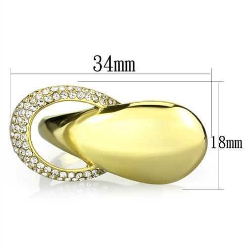 TK1782 - IP Gold(Ion Plating) Stainless Steel Ring with Top Grade Crystal  in Clear-1