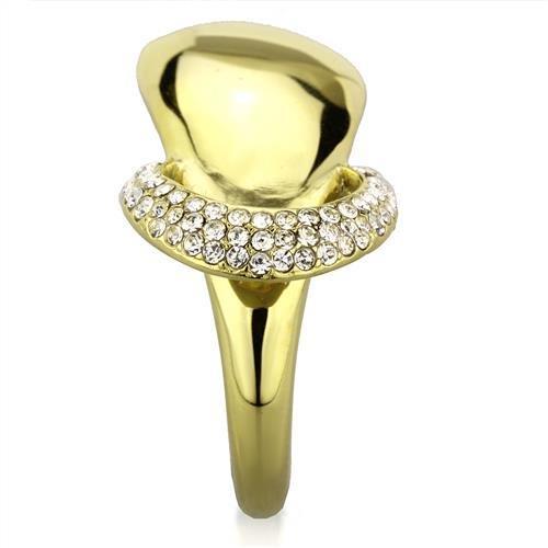 TK1782 - IP Gold(Ion Plating) Stainless Steel Ring with Top Grade Crystal  in Clear-3