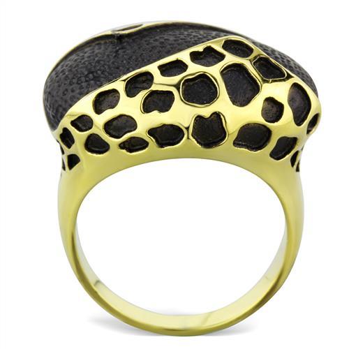 TK1784 - IP Gold(Ion Plating) Stainless Steel Ring with Epoxy  in Jet-2