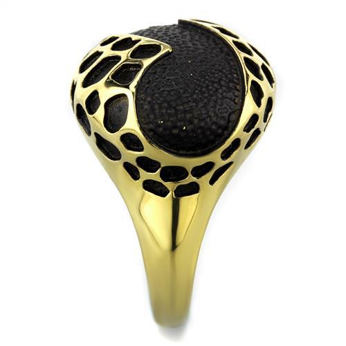 TK1784 - IP Gold(Ion Plating) Stainless Steel Ring with Epoxy  in Jet-3