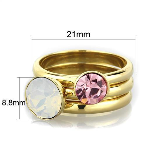 TK1785 - IP Gold(Ion Plating) Stainless Steel Ring with Top Grade Crystal  in White-1
