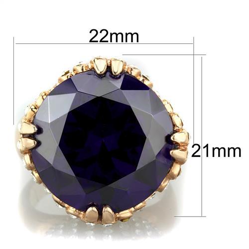 TK1786 - IP Rose Gold(Ion Plating) Stainless Steel Ring with AAA Grade CZ  in Amethyst-1