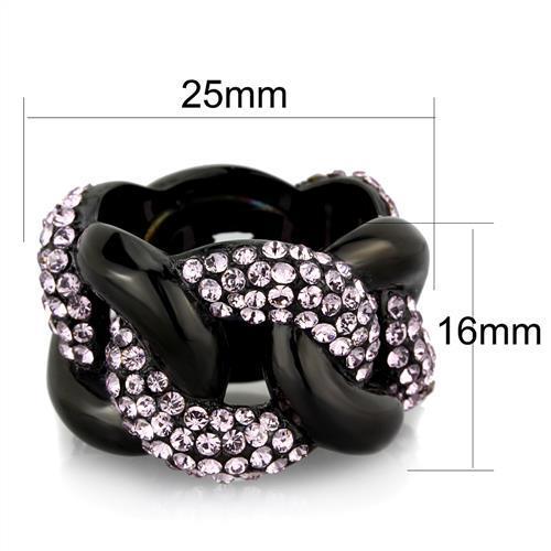 TK1787 - IP Black(Ion Plating) Stainless Steel Ring with Top Grade Crystal  in Light Amethyst-1
