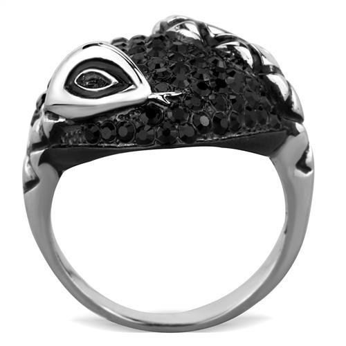 TK1788 - Two-Tone IP Black (Ion Plating) Stainless Steel Ring with Top Grade Crystal  in Jet-2