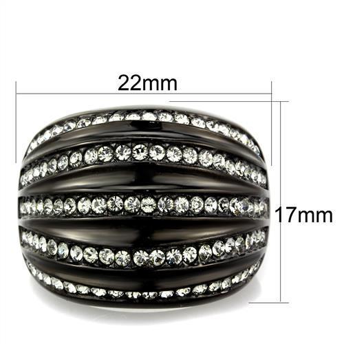 TK1789 - IP Black(Ion Plating) Stainless Steel Ring with Top Grade Crystal  in Black Diamond-1