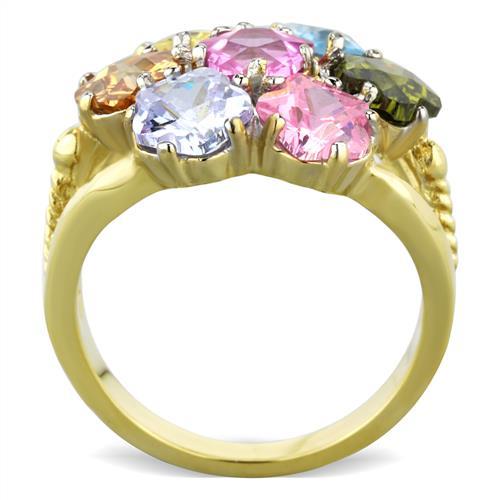 TK1791 - Two-Tone IP Gold (Ion Plating) Stainless Steel Ring with Assorted  in Multi Color-2