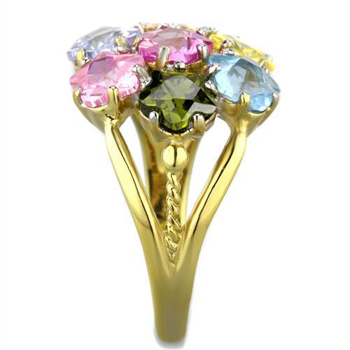 TK1791 - Two-Tone IP Gold (Ion Plating) Stainless Steel Ring with Assorted  in Multi Color-3