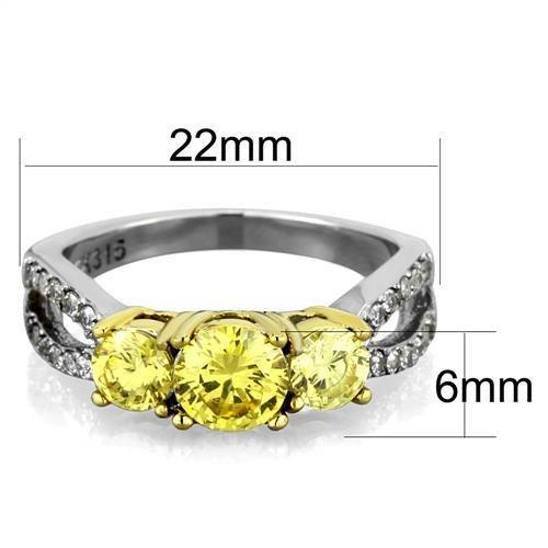 TK1795 - Two-Tone IP Gold (Ion Plating) Stainless Steel Ring with AAA Grade CZ  in Topaz-1