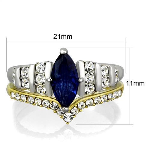 TK1796 - Two-Tone IP Gold (Ion Plating) Stainless Steel Ring with Synthetic Synthetic Glass in Montana-1