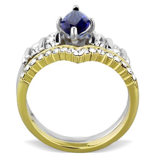 TK1796 - Two-Tone IP Gold (Ion Plating) Stainless Steel Ring with Synthetic Synthetic Glass in Montana-2