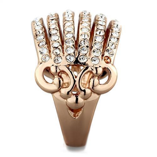 TK1797 - IP Rose Gold(Ion Plating) Stainless Steel Ring with Top Grade Crystal  in Clear-3