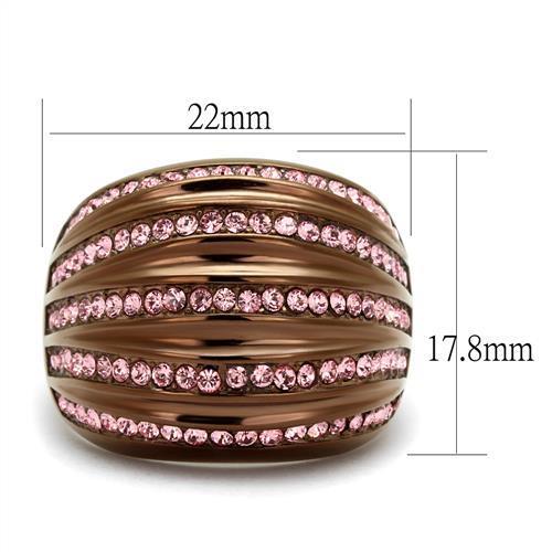 TK1789LC - IP Coffee light Stainless Steel Ring with Top Grade Crystal  in Light Rose-1