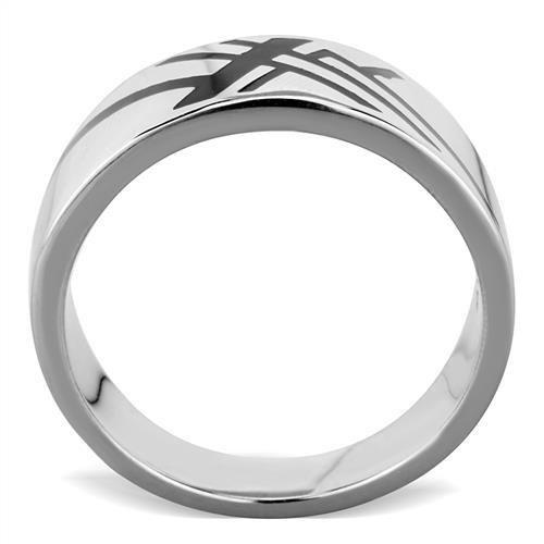 TK1800 - High polished (no plating) Stainless Steel Ring with Epoxy  in Jet-2