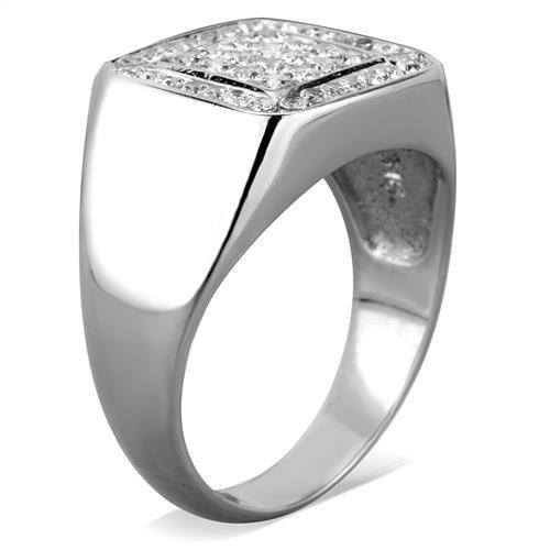 TK1802 - High polished (no plating) Stainless Steel Ring with AAA Grade CZ  in Clear-3