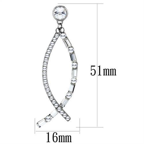 TK1806 - High polished (no plating) Stainless Steel Earrings with Top Grade Crystal  in Clear-1