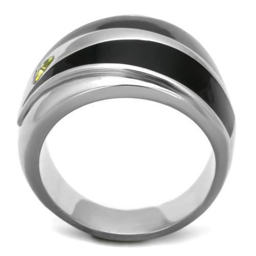 TK1815 - High polished (no plating) Stainless Steel Ring with AAA Grade CZ  in Topaz-2