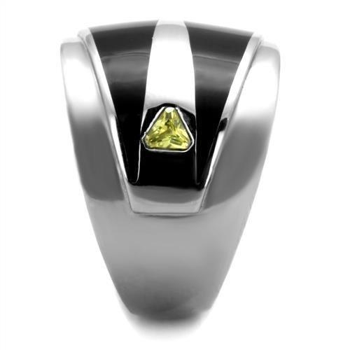 TK1815 - High polished (no plating) Stainless Steel Ring with AAA Grade CZ  in Topaz-3
