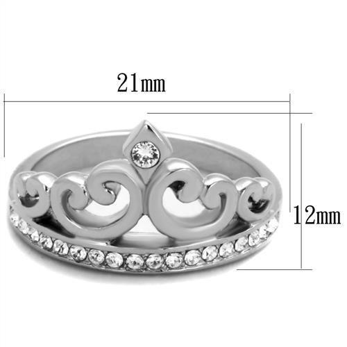 TK1821 - High polished (no plating) Stainless Steel Ring with Top Grade Crystal  in Clear-1