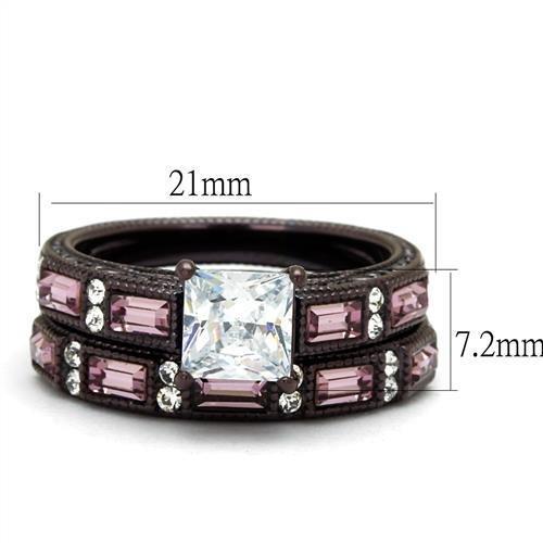 TK1829DC - IP Dark Brown (IP coffee) Stainless Steel Ring with AAA Grade CZ  in Clear-1