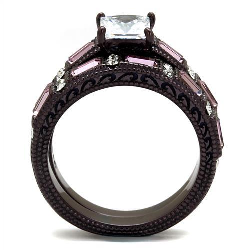 TK1829DC - IP Dark Brown (IP coffee) Stainless Steel Ring with AAA Grade CZ  in Clear-2