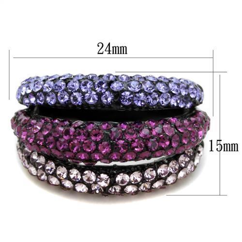 TK1831 - IP Black(Ion Plating) Stainless Steel Ring with Top Grade Crystal  in Multi Color-1