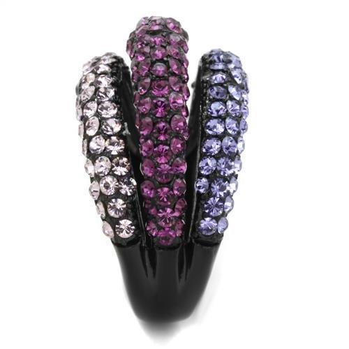 TK1831 - IP Black(Ion Plating) Stainless Steel Ring with Top Grade Crystal  in Multi Color-3