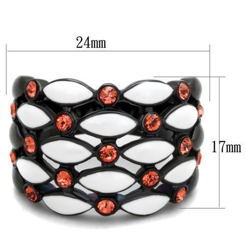 TK1832 - IP Black(Ion Plating) Stainless Steel Ring with Top Grade Crystal  in Garnet-1